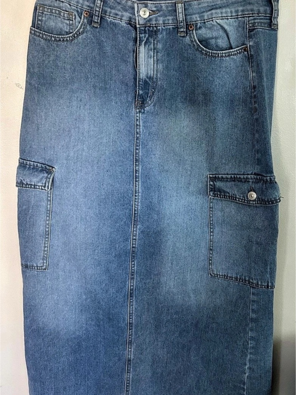 Rewash Denim Cargo Midi Skirt Waist 30